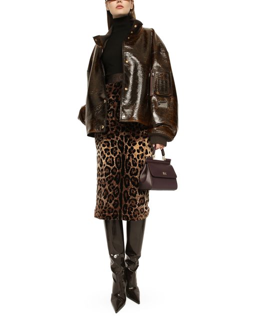 Dolce & Gabbana Brown Chenille Calf-length Skirt