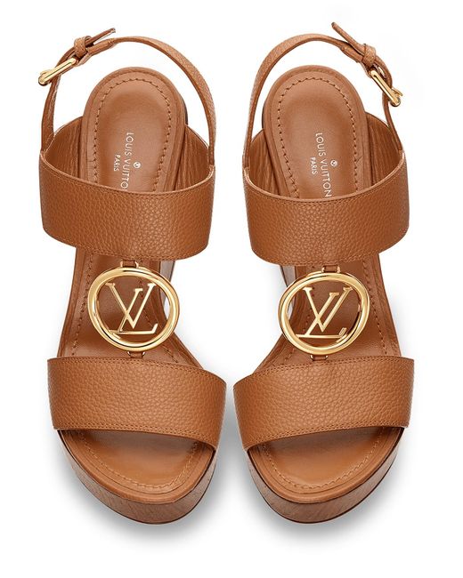 Louis Vuitton Brown Wedge Tulipe Sandals