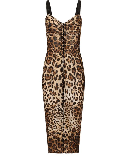 Dolce & Gabbana Metallic Wadenlanges Kleid aus Marquisette