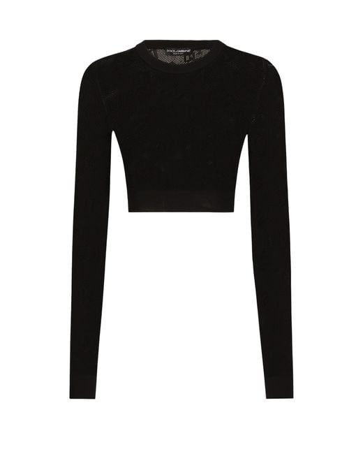 Dolce & Gabbana Black Kurzer Pullover aus Viskose