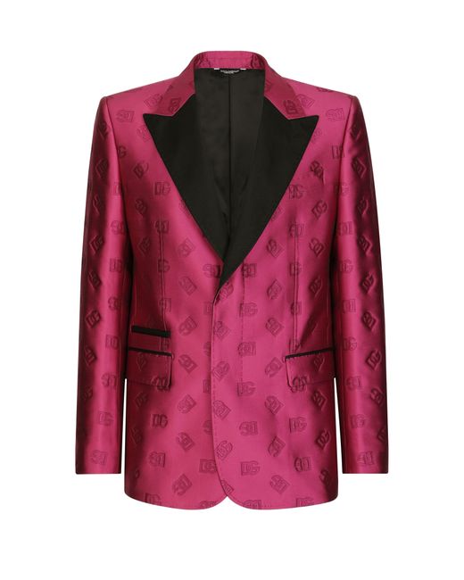 Dolce & Gabbana Einreihige Smokingjacke Sicilia Jacquard Dg in Pink für Herren