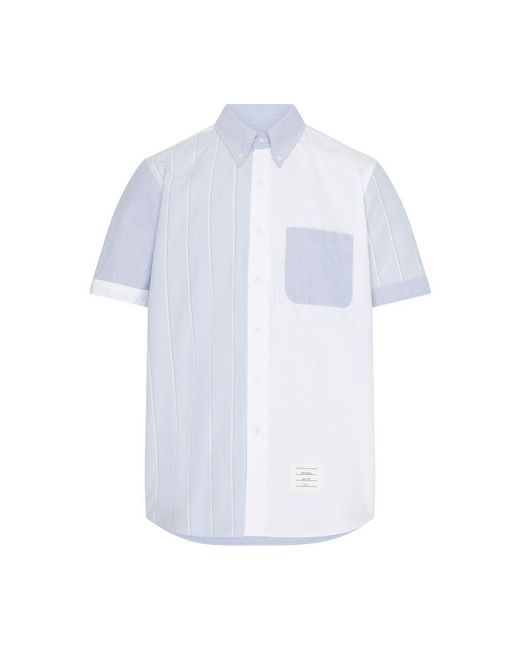 Thom Browne White Color Block Design Shirt for men