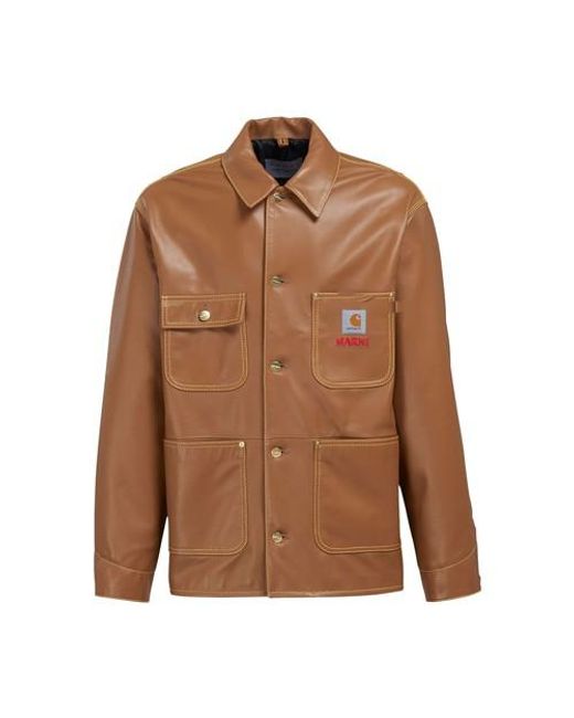Marni Brown X Carhartt Wip - Leather Jacket for men