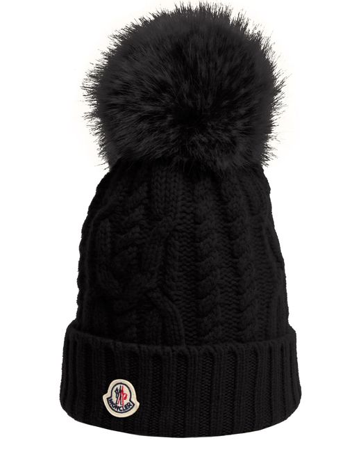 Moncler Black Beanie With Logo