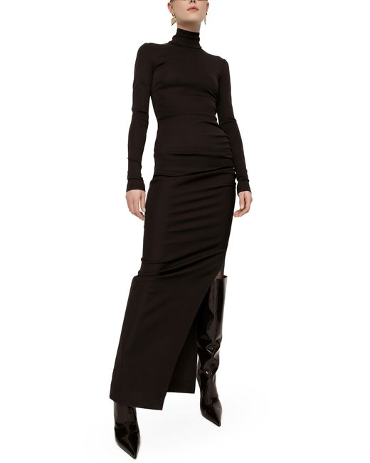 Dolce & Gabbana Black Long Jersey Milano Rib Dress