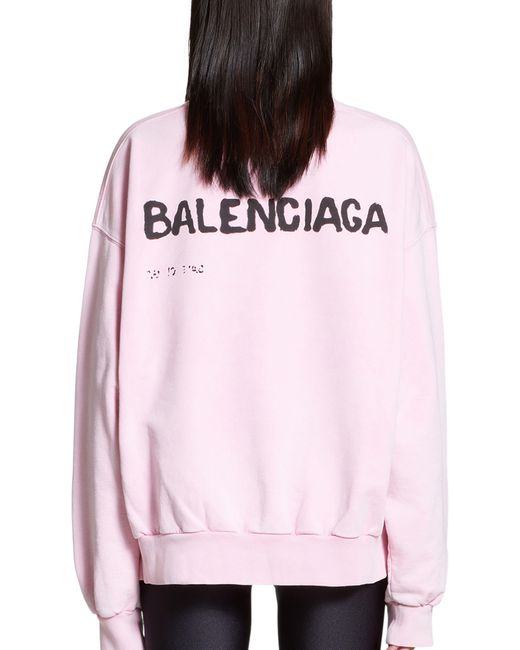 Balenciaga Pink Hand Drawn Sweatshirt Regular Fit