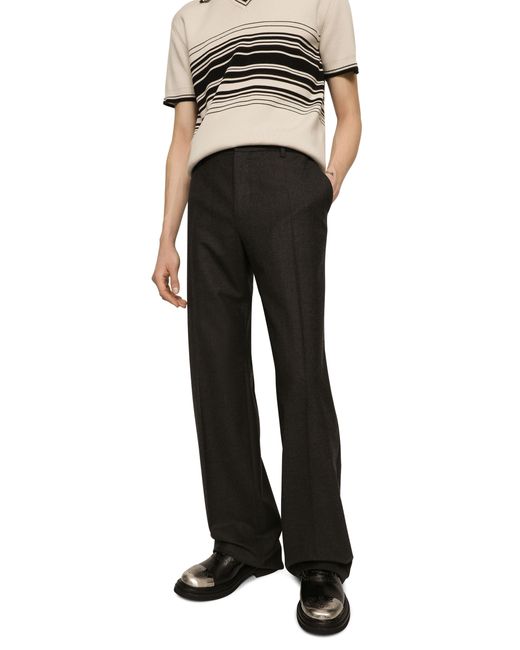 Dolce & Gabbana Black Stretch Flannel Straight-Leg Pants for men
