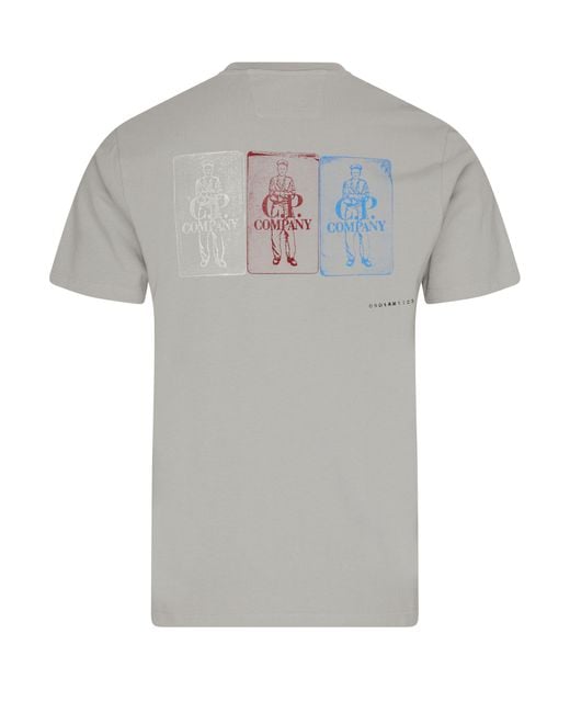 C P Company 24/1 Jersey-T-Shirt mit 3-Karten-Kunstdruck in Gray für Herren