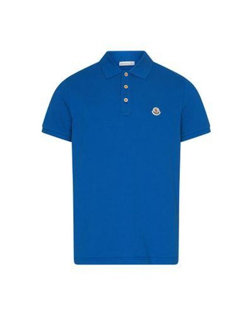 Moncler Blue Short-sleeved Polo Shirt With Logo for men