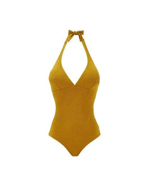 Vilebrequin Halter One-piece Swimsuit in Yellow | Lyst