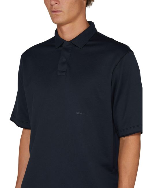 Stone Island Blue Short-Sleeved Polo Shirt With Logo for men
