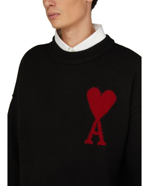 AMI White Ami De Cœur Crewneck Sweater for men