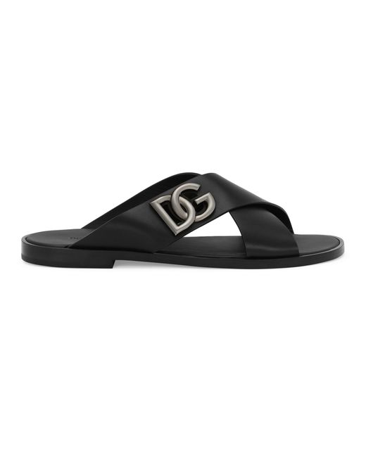 Dolce & Gabbana Kalbsleder-Sandalen in Black für Herren