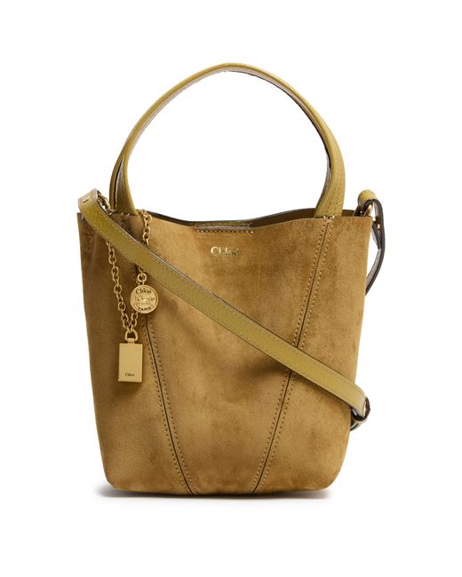 Petit Sac Cabas En Cuir Velours Spin Chloé en coloris Brown