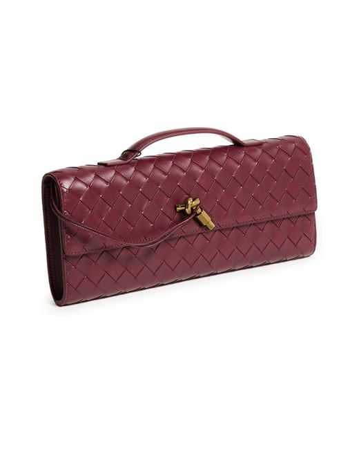 Bottega Veneta Red Long Andiamo Clutch With Handle