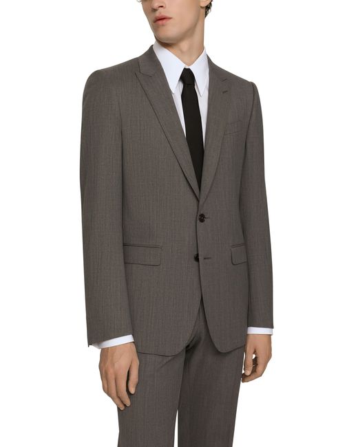 Dolce & Gabbana Gray Single-Breasted Stretch Wool Martini-Fit Suit for men