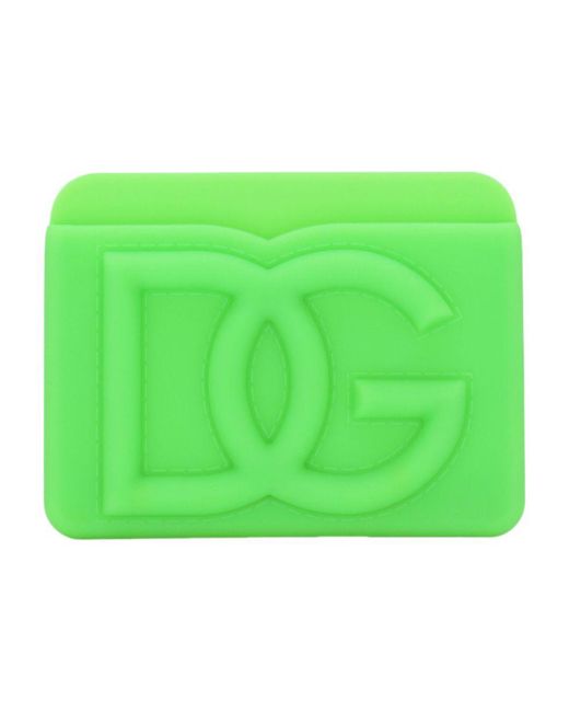 Dolce & Gabbana Green Rubber Card Holder With Embossed Logo for men