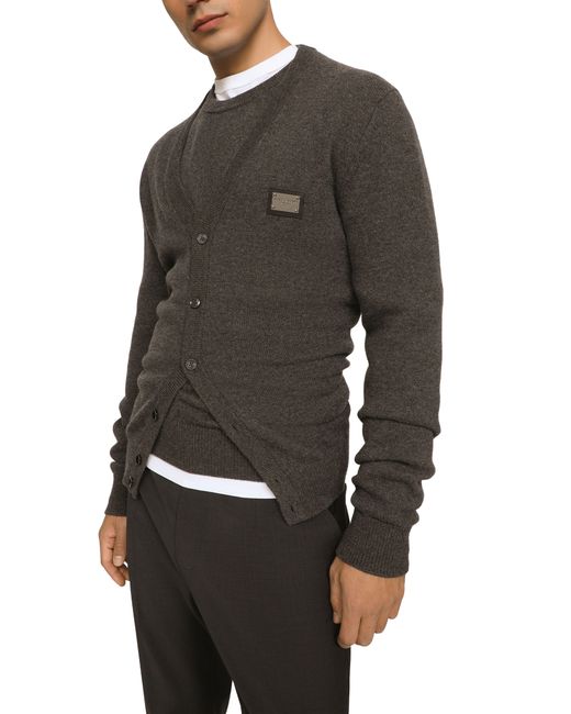 Dolce & Gabbana Gray Cashmere And Wool Cardigan for men