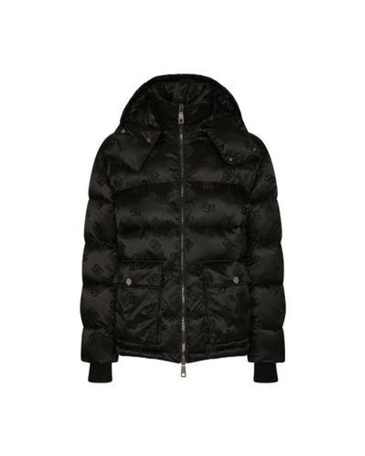 Dolce & Gabbana Black Dg Satin Jacquard Jacket With Hood for men