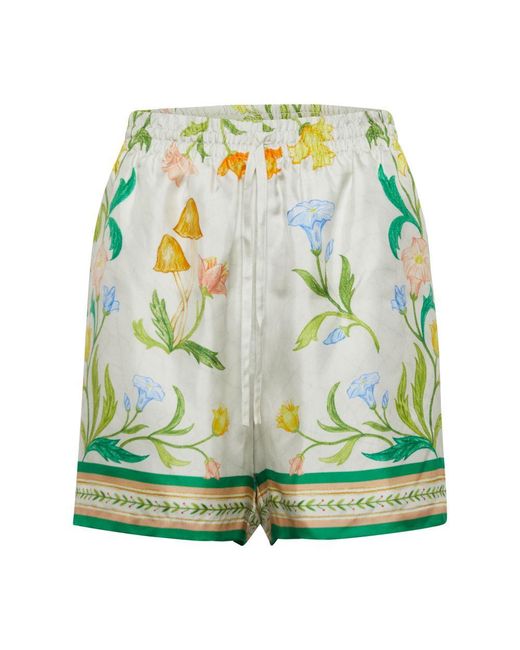 Casablancabrand Green Printed Silk Shorts