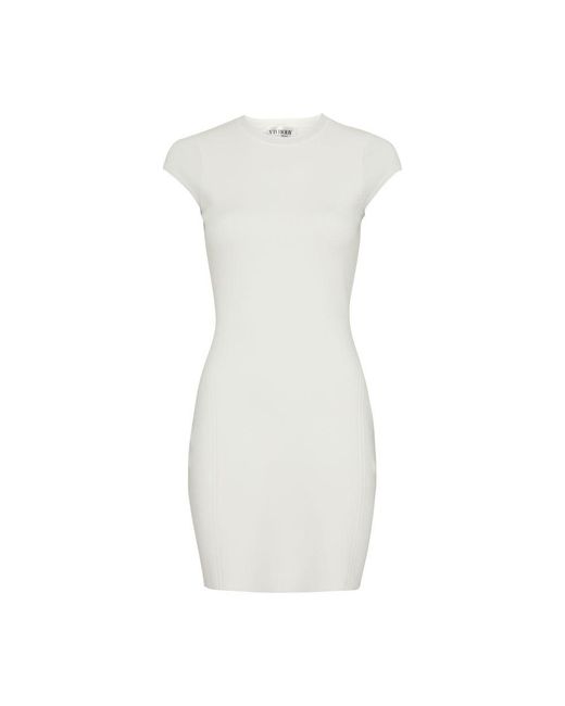 Victoria Beckham White Vb Body Compact Cap Sleeve Mini Dress