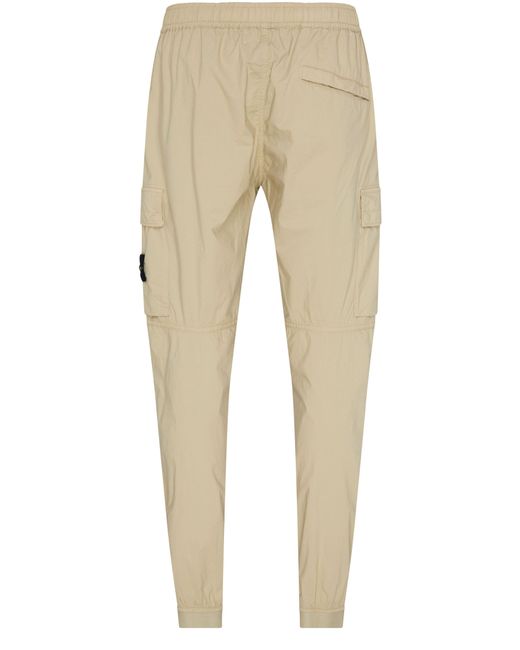 Stone Island Natural Cargo Pants With Logo Patch for men