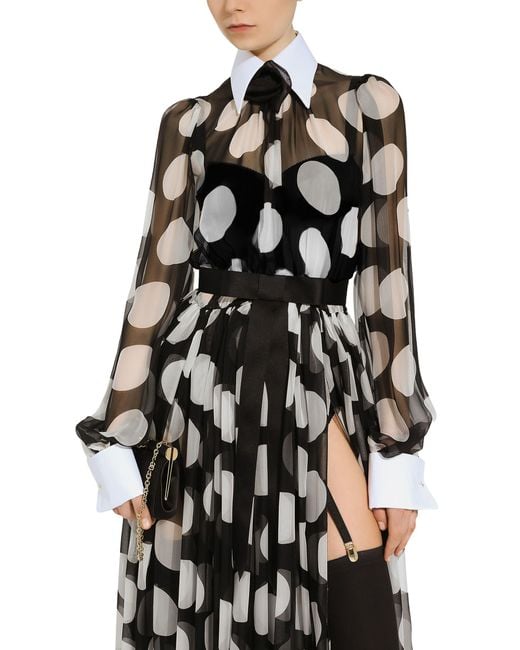 Dolce & Gabbana Black Polka-dot Cotton Dress