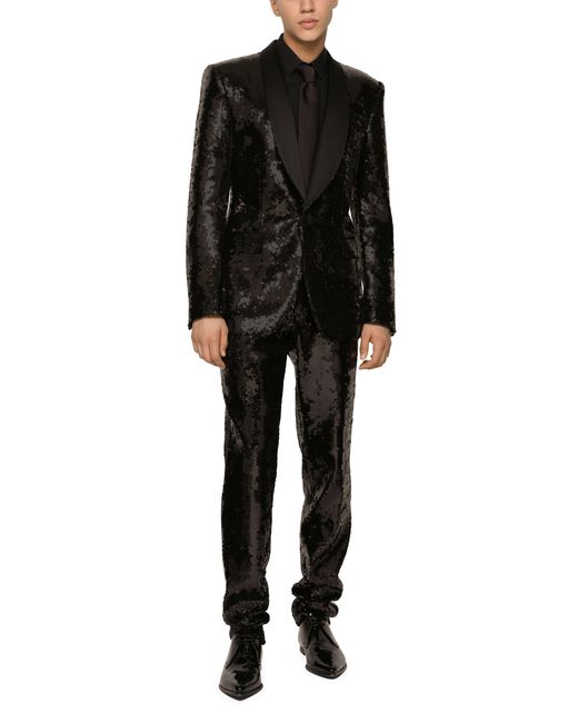 Dolce & Gabbana Smoking Jacke mit einfacher Knopfleiste Sicily mit Pailletten in Black für Herren