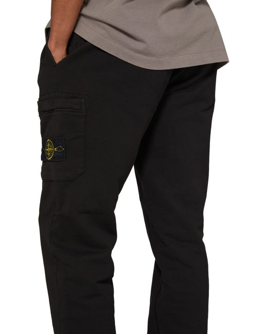 Stone Island Black Fleece Pants With Logo Patch for men