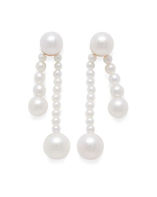 Sophie Bille Brahe White Ruban De Perles Earrings