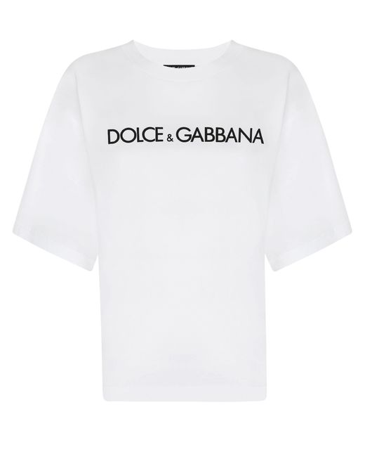 Dolce & Gabbana White Jersey-T-Shirt mit Print ""