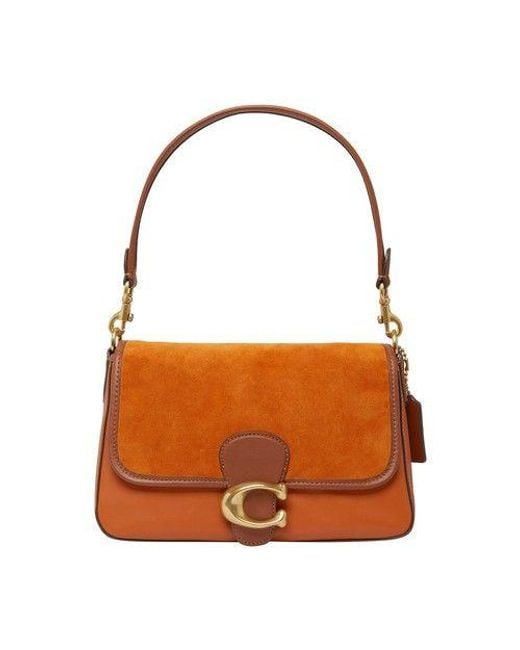 COACH Brown Leather Flap Daylan Braided Soho Shoulder Handbag E2989