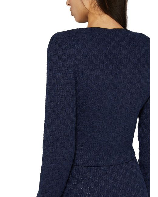 Self-Portrait Blue Knitted Cropped Cardigan