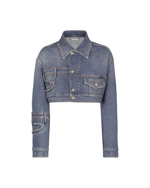 Dolce & Gabbana Blue Short Patchwork Denim Jacket