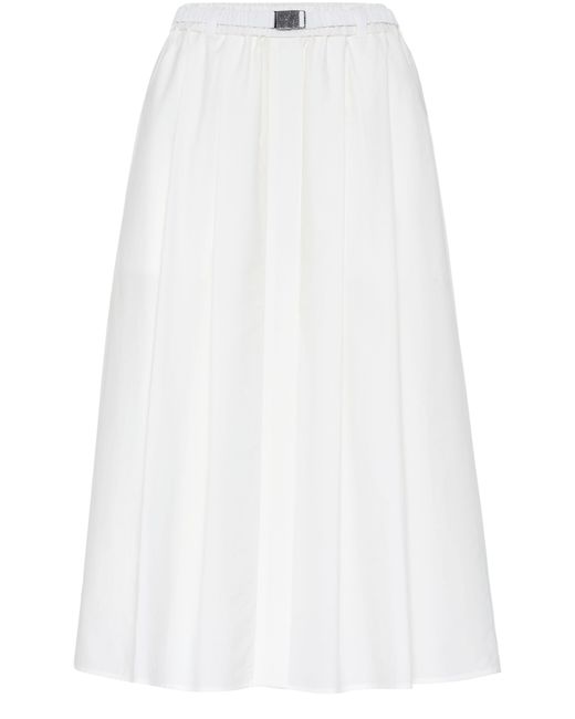 Brunello Cucinelli White Poplin Skirt