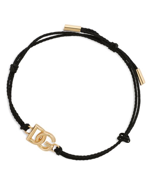 Dolce & Gabbana Kordel-Armband mit kleinem Logo in Black für Herren