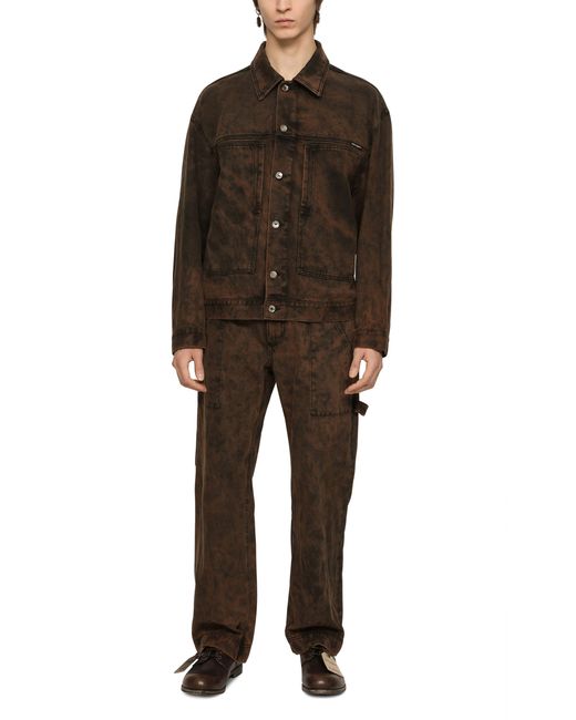Dolce & Gabbana Brown Overdyed Denim Worker Jeans for men