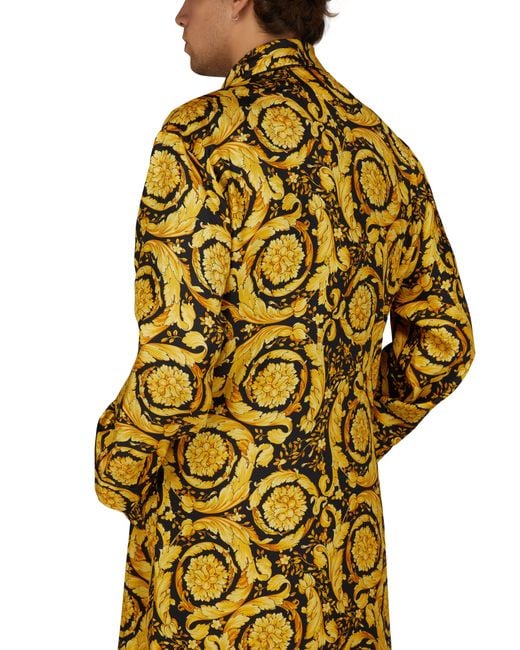 Versace Yellow Baroque Silk Robe for men