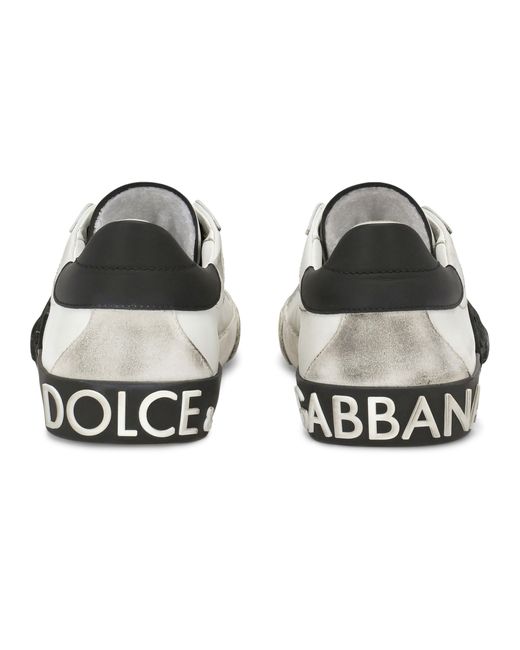 Dolce & Gabbana Sneakers Portofino Vintage aus Kalbsleder in Black für Herren