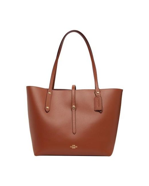 COACH Brown Polished Pebble Leather Market Tote