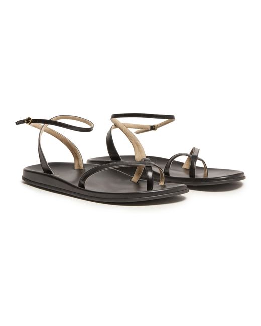 The Row Black Hugh Ankle Strap Sandals