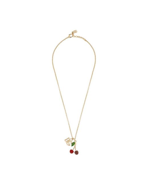 Dolce & Gabbana Metallic Necklace With Dg Logo And Cherry Charms