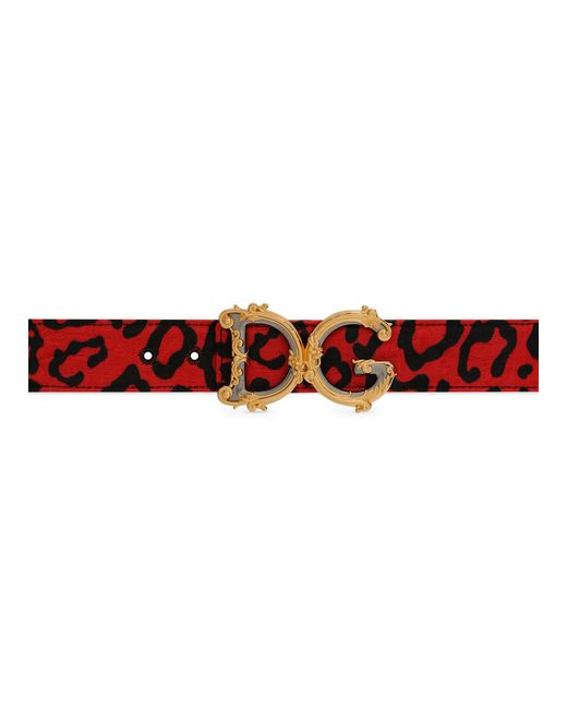 Ceinture en brocart à imprimé léopard avec logo DG baroque Dolce & Gabbana en coloris Black