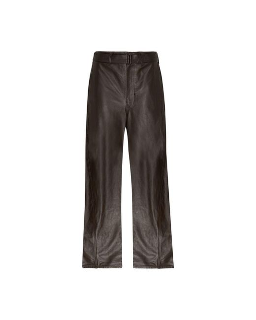 Lemaire Brown Leather Belted Pants