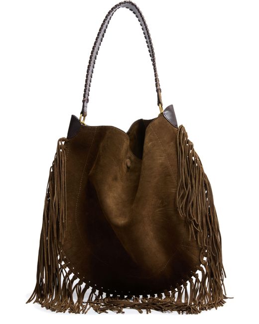 Sac Hobo Oskan En Cuir Velours Isabel Marant en coloris Brown