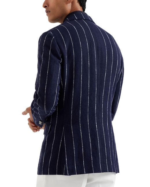 Veste déstructurée à fines rayures Brunello Cucinelli pour homme en coloris Blue