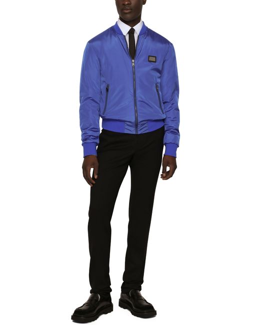 Dolce & Gabbana Blue Nylon Jacket With Branded Tag for men