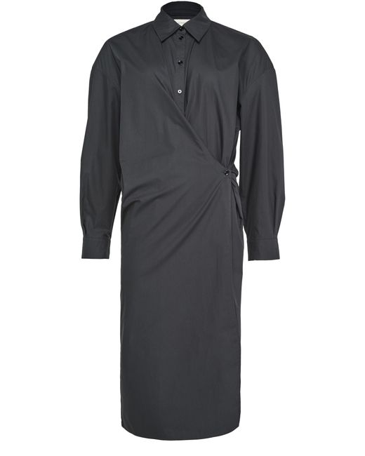 Lemaire Black Verschlungenes Kleid Mit Geradem Kragen