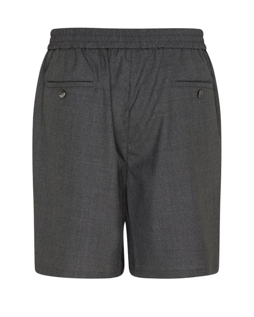 AMI Gray Elasticated Waist Shorts for men