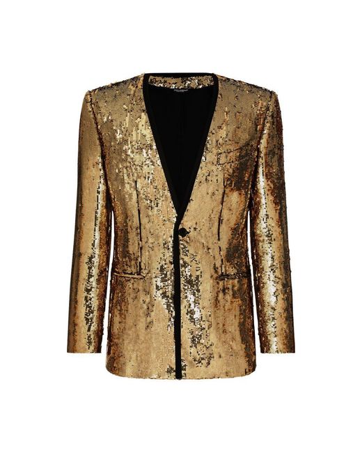 Dolce & Gabbana Brown Sequined Sicilia-Fit Jacket for men